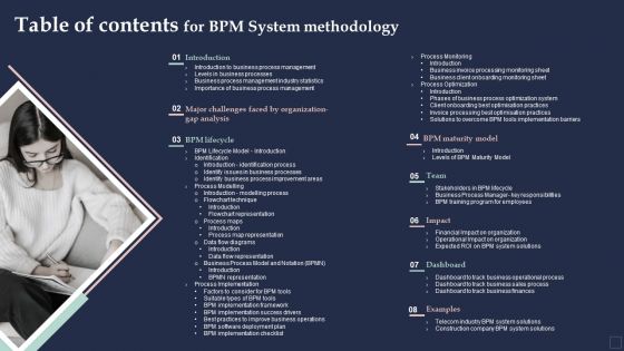 Table Of Contents For BPM System Methodology Microsoft PDF
