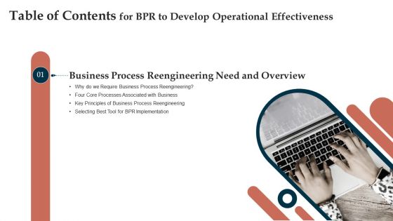 Table Of Contents For BPR To Develop Operational Effectiveness Key Demonstration PDF