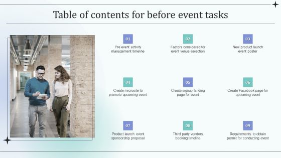 Table Of Contents For Before Event Tasks Template PDF Table Of Contents For Before Event Tasks Template PDF