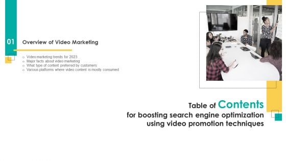 Table Of Contents For Boosting Search Engine Optimization Using Video Promotion Techniques Major Designs PDF