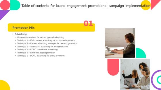 Table Of Contents For Brand Engagement Promotional Campaign Implementation Analysis Rules PDF Table Of Contents For Brand Engagement Promotional Campaign Implementation Analysis Rules PDF
