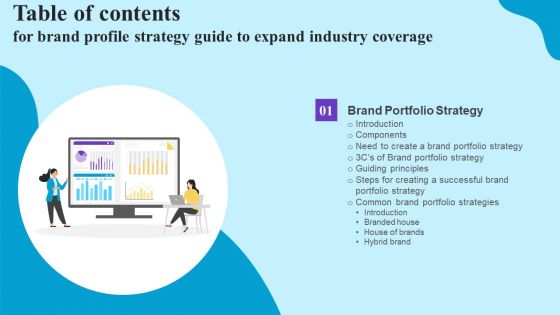 Table Of Contents For Brand Profile Strategy Guide To Expand Industry Coverage Slide Demonstration PDF