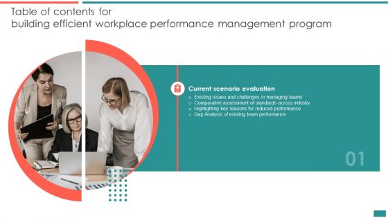 Table Of Contents For Building Efficient Workplace Performance Management Program Themes PDF