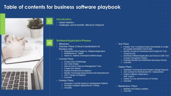 Table Of Contents For Business Software Playbook Download PDF