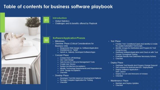 Table Of Contents For Business Software Playbook Download PDF Table Of Contents For Business Software Playbook Download PDF
