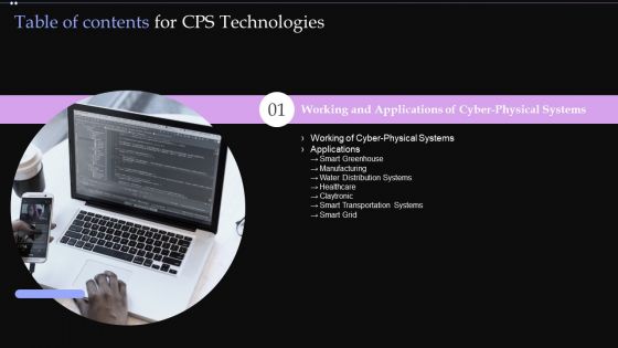 Table Of Contents For CPS Technologies Grid Ppt PowerPoint Presentation Diagram Templates PDF