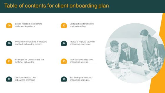 Table Of Contents For Client Onboarding Plan Inspiration PDF Slide02