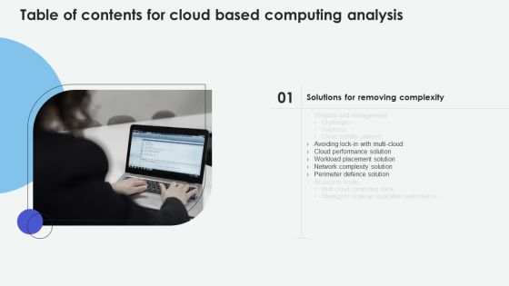 Table Of Contents For Cloud Based Computing Analysis Graphics PDF