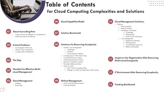 Table Of Contents For Cloud Computing Complexities And Solutions Inspiration PDF