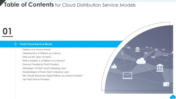 Table Of Contents For Cloud Distribution Service Models Layer Slides PDF