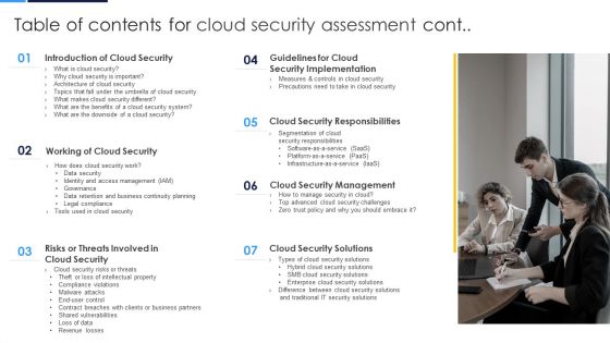 Table Of Contents For Cloud Security Assessment Cont Background PDF