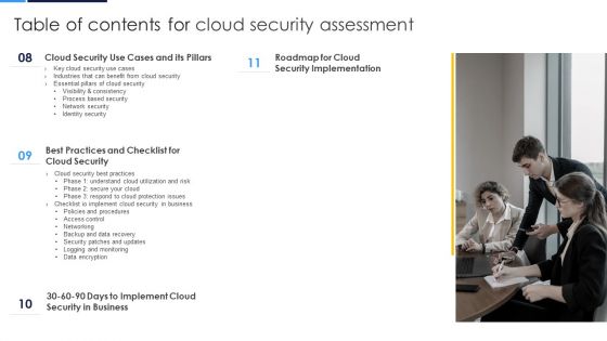 Table Of Contents For Cloud Security Assessment Cont Background PDF