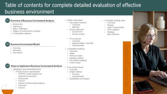 Table Of Contents For Complete Detailed Evaluation Of Effective Business Environment Rules PDF