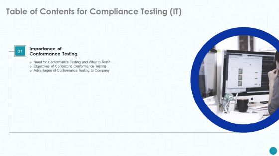 Table Of Contents For Compliance Testing IT Company Rules PDF