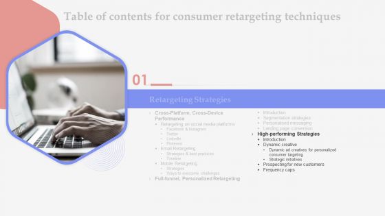 Table Of Contents For Consumer Retargeting Techniques Slide Professional PDF