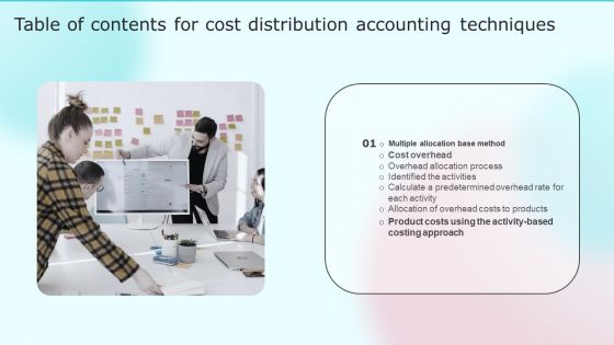 Table Of Contents For Cost Distribution Accounting Techniques Rate Demonstration PDF