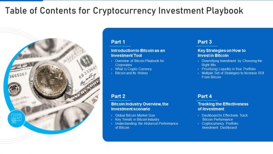 Table Of Contents For Cryptocurrency Investment Playbook Brochure PDF