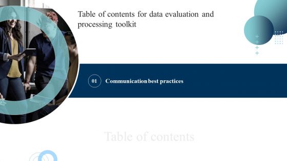 Table Of Contents For Data Evaluation And Processing Toolkit Introduction PDF