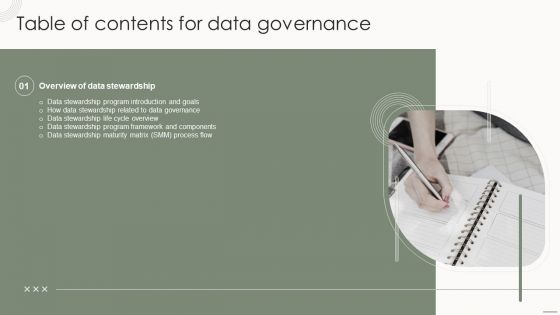 Table Of Contents For Data Governance Flow Ppt PowerPoint Presentation File Example PDF Table Of Contents For Data Governance Flow Ppt PowerPoint Presentation File Example PDF