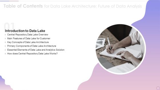 Table Of Contents For Data Lake Architecture Future Of Data Analysis Rules Background PDF