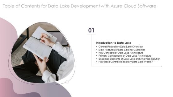 Table Of Contents For Data Lake Development With Azure Cloud Software Key Introduction PDF