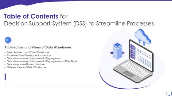 Table Of Contents For Decision Support System DSS To Streamline Processess Microsoft PDF