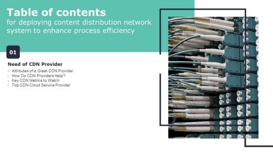 Table Of Contents For Deploying Content Distribution Network System To Enhance Process Efficiency Professional PDF Table Of Contents For Deploying Content Distribution Network System To Enhance Process Efficiency Professional PDF