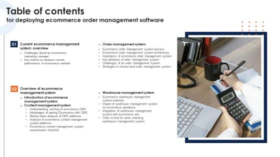 Table Of Contents For Deploying Ecommerce Order Management Software Themes PDF