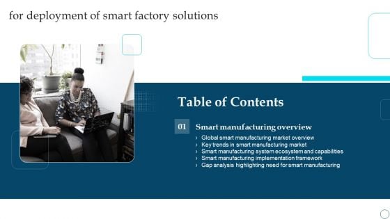 Table Of Contents For Deployment Of Smart Factory Solutions Key Download PDF