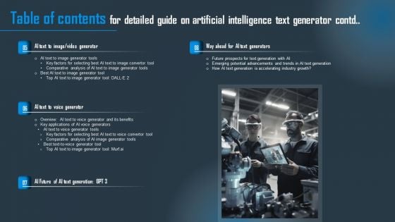 Table Of Contents For Detailed Guide On Artificial Intelligence Text Generator Microsoft PDF