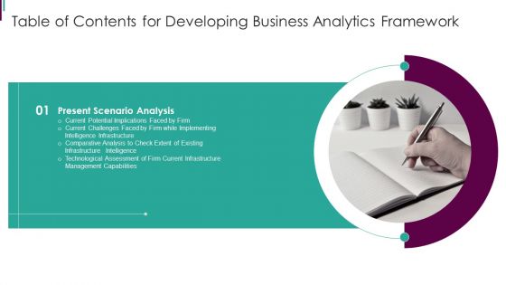 Table Of Contents For Developing Business Analytics Framework Slide Guidelines PDF