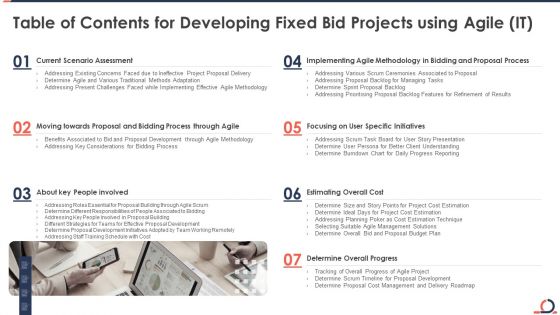 Table Of Contents For Developing Fixed Bid Projects Using Agile IT Portrait PDF
