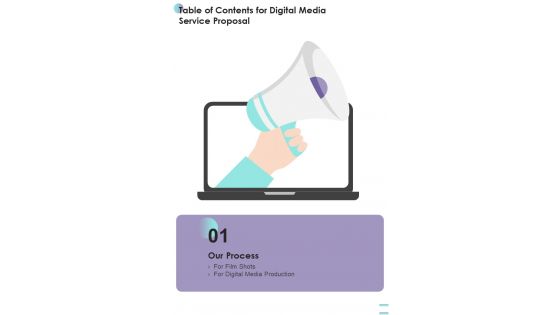 Table Of Contents For Digital Media Service Proposal One Pager Sample Example Document