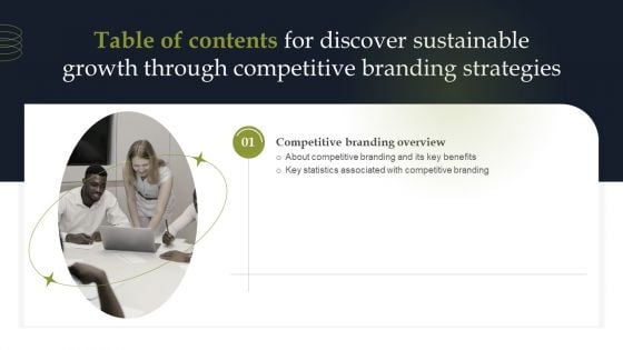 Table Of Contents For Discover Sustainable Growth Through Competitive Branding Strategies Key Clipart PDF