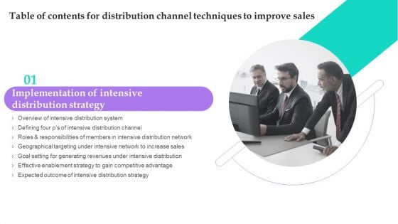 Table Of Contents For Distribution Channel Techniques To Improve Sales Template PDF Table Of Contents For Distribution Channel Techniques To Improve Sales Template PDF