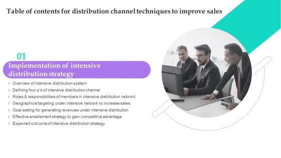 Table Of Contents For Distribution Channel Techniques To Improve Sales Template PDF