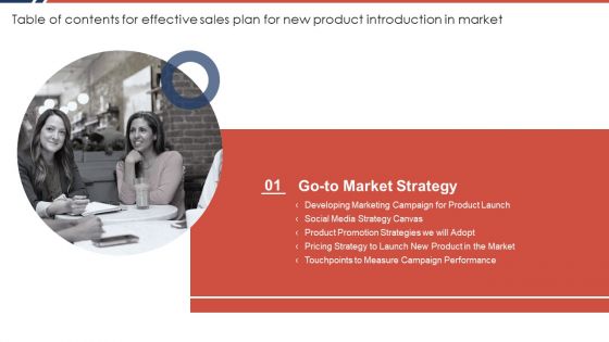 Table Of Contents For Effective Sales Plan For New Product Introduction In Market Slide Topics PDF