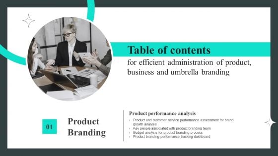 Table Of Contents For Efficient Administration Of Product Business And Umbrella Branding Growth Microsoft PDF