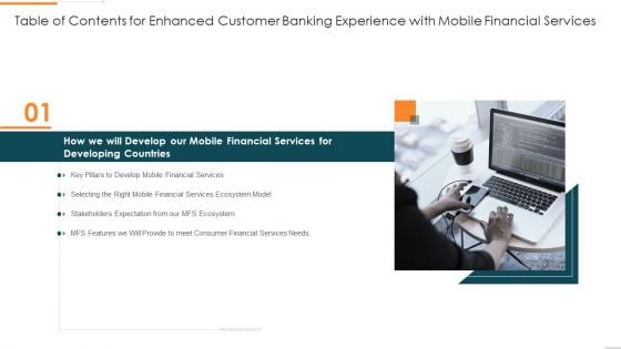 Table Of Contents For Enhanced Customer Banking Experience With Mobile Financial Icons PDF