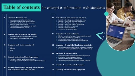 Table Of Contents For Enterprise Information Web Standards Summary PDF