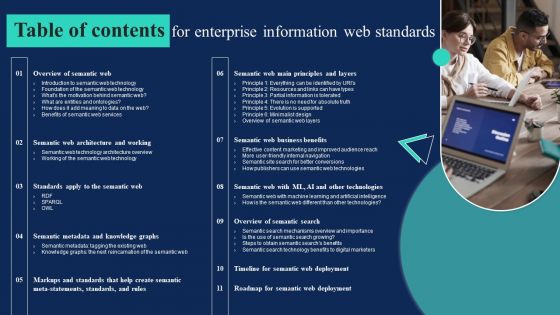 Table Of Contents For Enterprise Information Web Standards Summary PDF Table Of Contents For Enterprise Information Web Standards Summary PDF