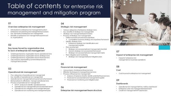 Table Of Contents For Enterprise Risk Management And Mitigation Program Information PDF
