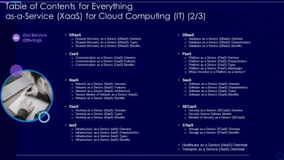 Table Of Contents For Everything As A Service Xaas For Cloud Computing IT Template PDF