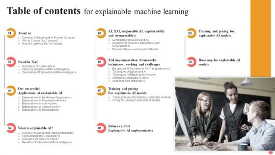 Table Of Contents For Explainable Machine Learning Topics PDF