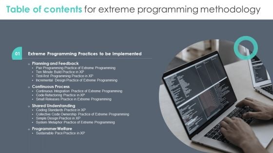 Table Of Contents For Extreme Programming Methodology Pair Graphics PDF Table Of Contents For Extreme Programming Methodology Pair Graphics PDF
