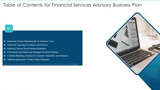 Table Of Contents For Financial Services Advisory Business Plan Building Infographics PDF