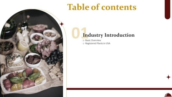 Table Of Contents For Food Processing Industry Latest Insights Trends And Analytics Overview Guidelines PDF