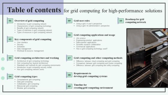 Table Of Contents For Grid Computing For High Performance Solutions Rules PDF