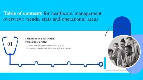 Table Of Contents For Healthcare Management Overview Trends Stats And Operational Areas Global Sample PDF