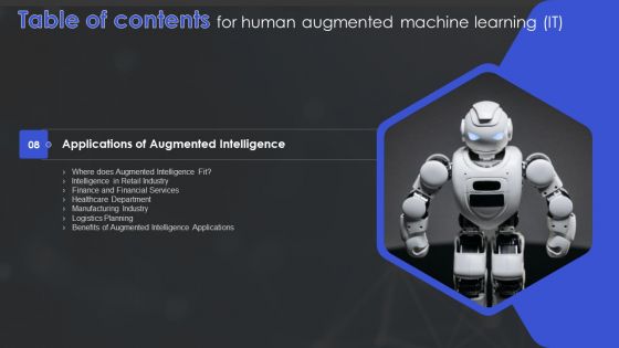 Table Of Contents For Human Augmented Machine Learning IT Slide Pictures PDF